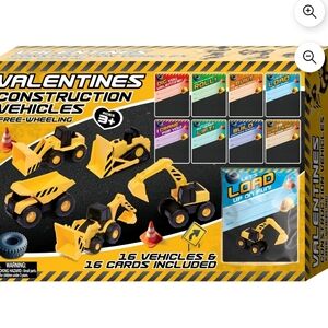 Valentine Construction Vehicle Classroom Gift Set Mini Vehicles W/ Cards & Bags